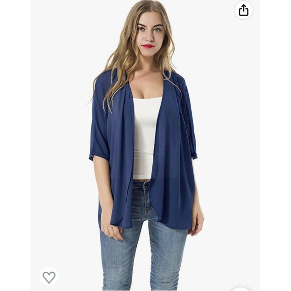 🌸3/$15🌸Sheer Navy Blue Large Open Front Cardigan - Picture 1 of 3